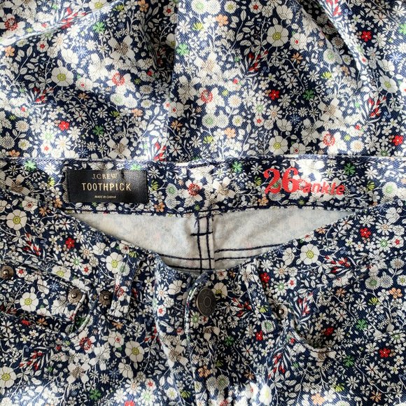 J. CREW liberty floral skinny toothpick jeans 26 - Picture 7 of 7